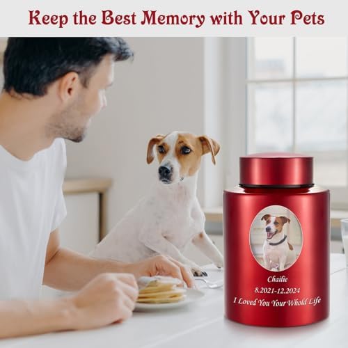 Bright Red Photo Custom Cremation Urn for Human Ashes