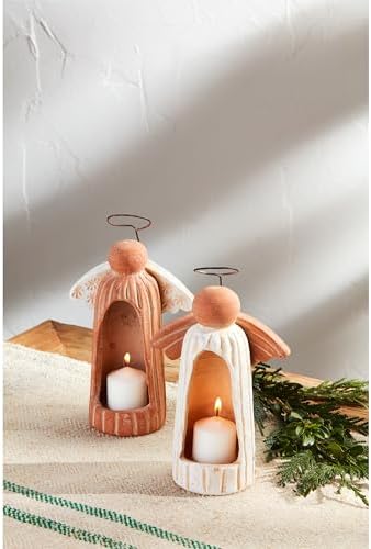 Mud Pie Terra Angel Votive Holders Light Pastel Orange
