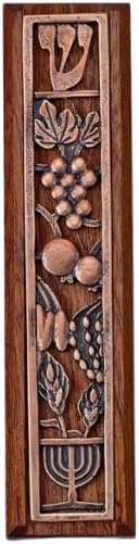 5 Inch Mahogany Mezuzah with Metal Frame