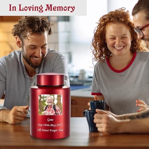 Bright Red Photo Custom Cremation Urn for Human Ashes