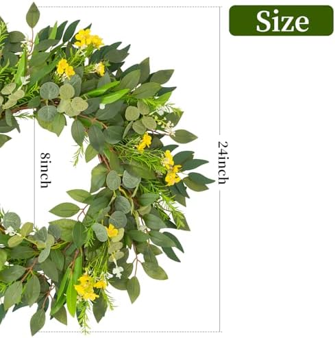 24 Inch Eucalyptus Wreath for Front Door Home Decor