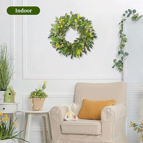 24 Inch Eucalyptus Wreath for Front Door Home Decor