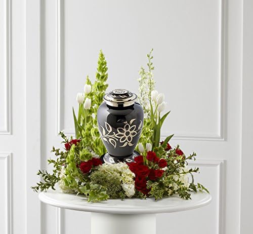 Black Gold Floral Cremation Urn - Large and Handcrafted