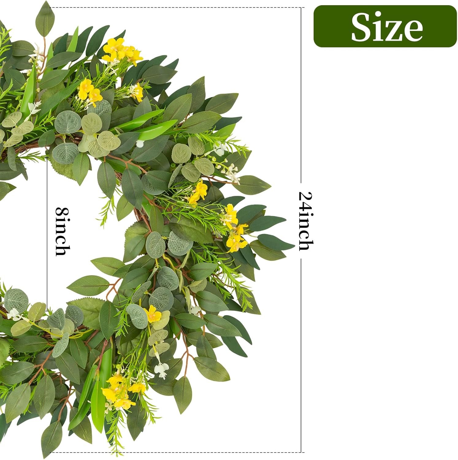 24 Inch Eucalyptus Wreath for Front Door Home Decor
