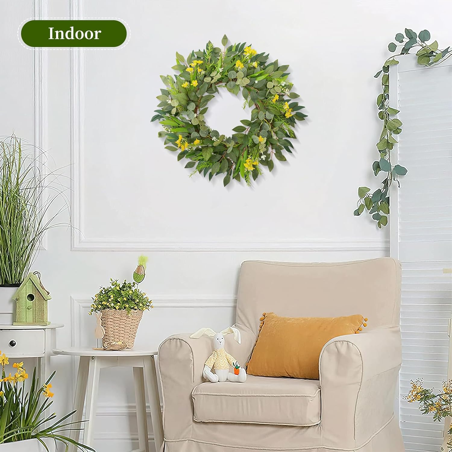 24 Inch Eucalyptus Wreath for Front Door Home Decor