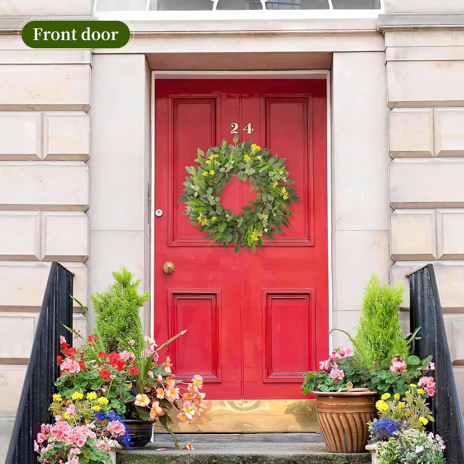 24 Inch Eucalyptus Wreath for Front Door Home Decor