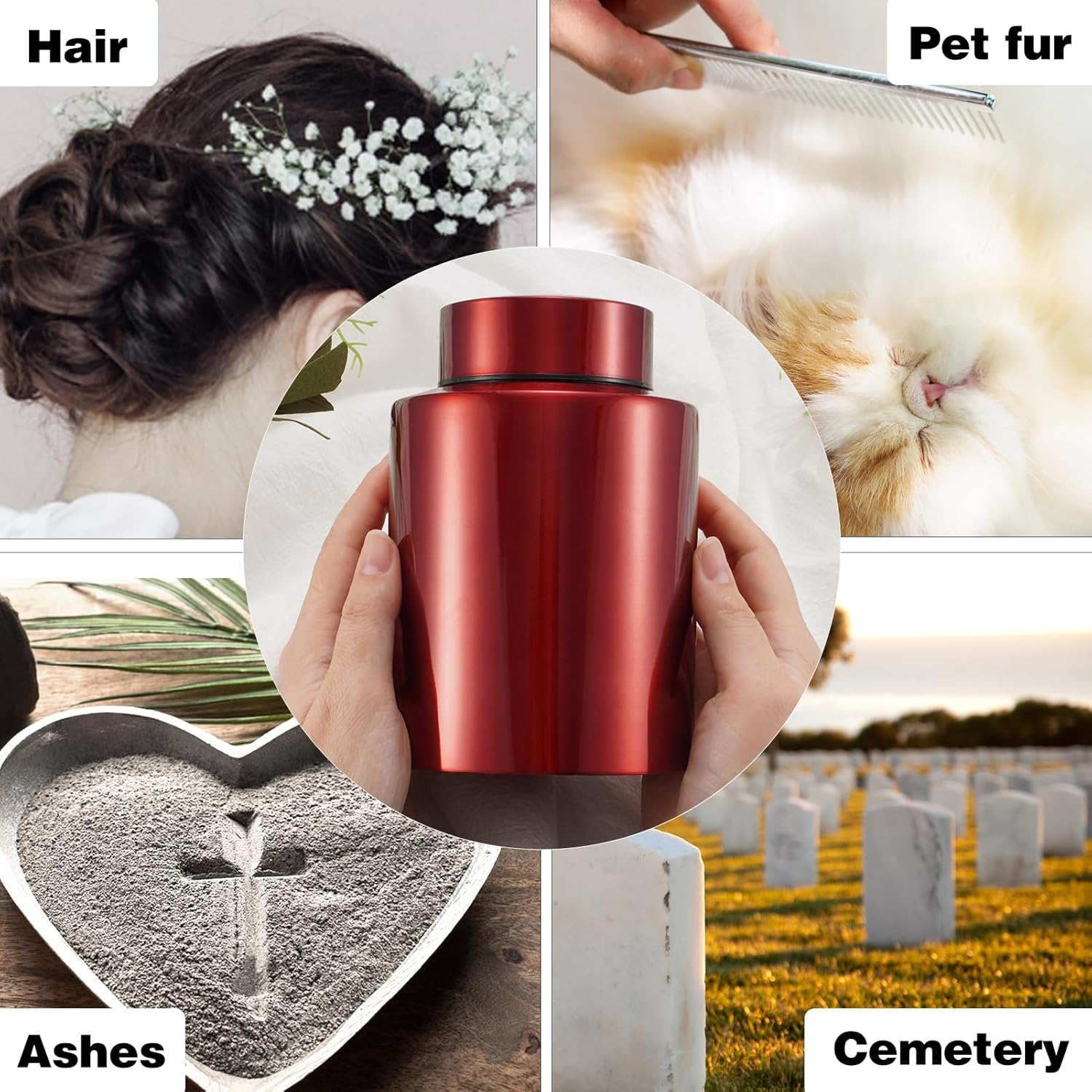 Bright Red Photo Custom Cremation Urn for Human Ashes