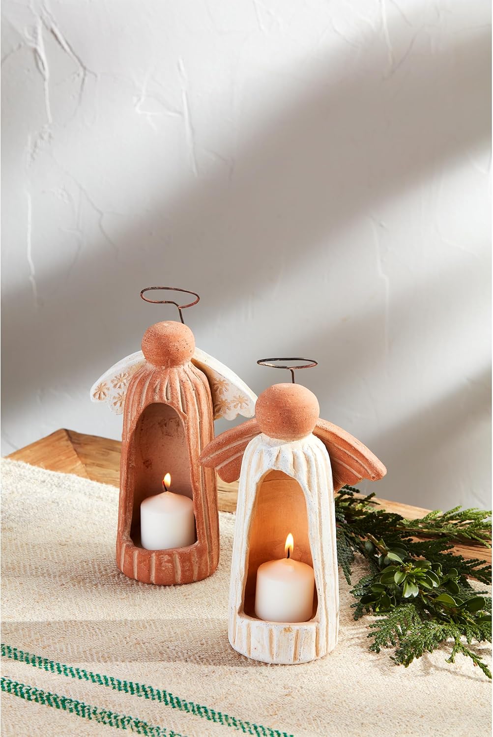 Mud Pie Terra Angel Votive Holders Light Pastel Orange