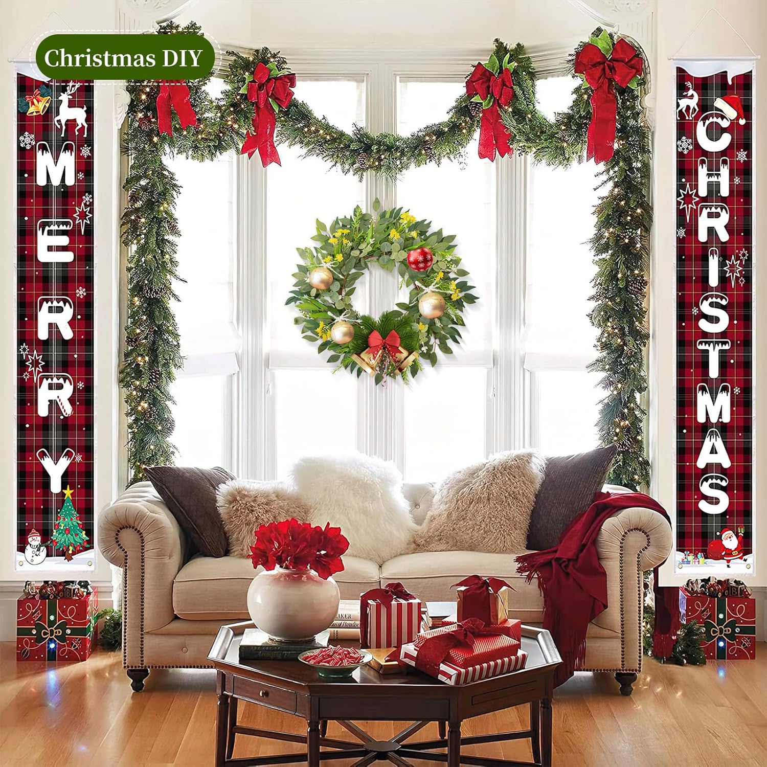 24 Inch Eucalyptus Wreath for Front Door Home Decor